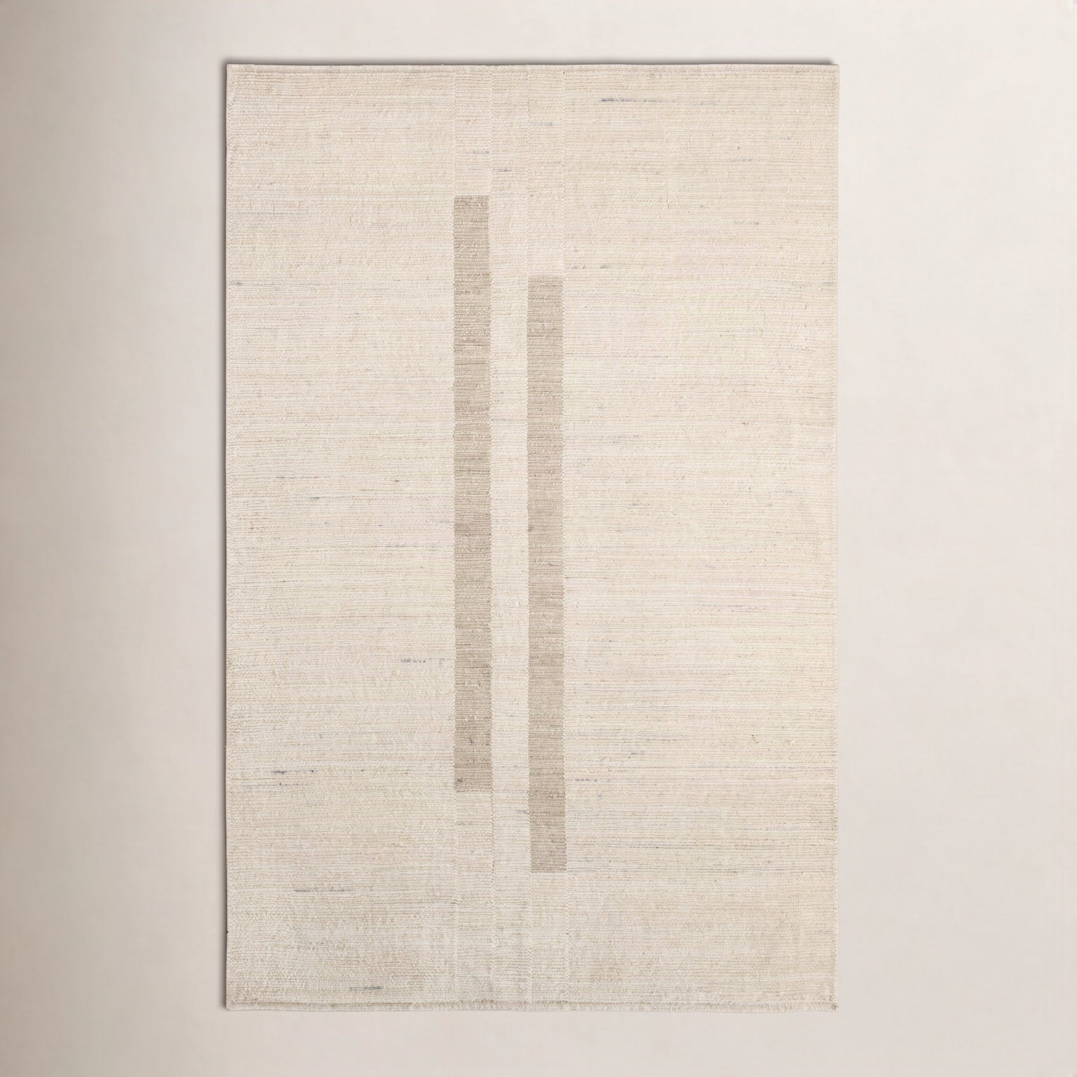 Nona Ivory Tan Hand-Woven Striped Rug, Rectangle 9' x 12'