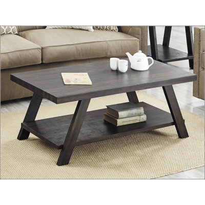 Table basse contemporaine avec tablette en bois et espace de rangement supplémentaire Athens