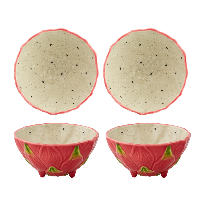 Tropical Fruits Earthenware Dessert Bowl