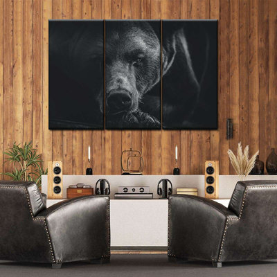 Ours brun monochrome sur toile 3 pièces