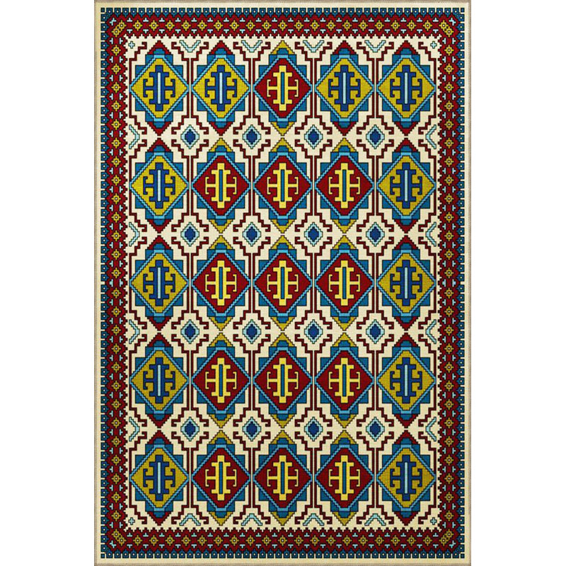 Machine Washable Diamond Patterned Geometric Ethnic Woven Base Rug, Square 3'3"