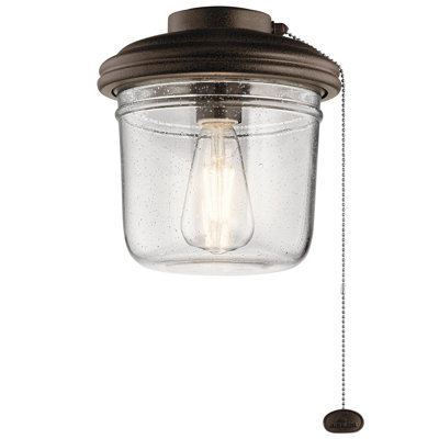 Ventilateur de plafond en verre transparent 1 lumière