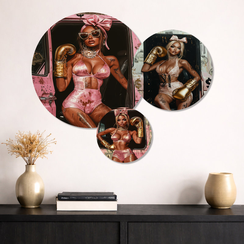 Ensemble de décoration murale en métal 3 pièces Pink