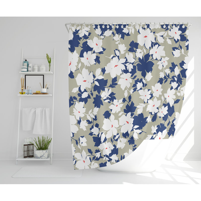 Waterhouse Polyester Shower Curtain Set, 168cm H x 168cm W, Blue/Grey