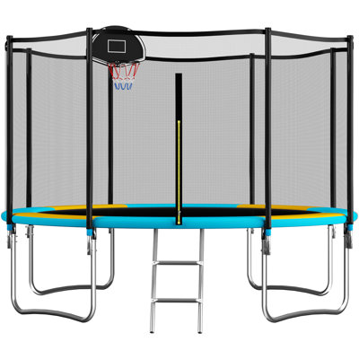 SENCHO GINSYTALIOR Round Backyard Trampoline with Safety Enclosure