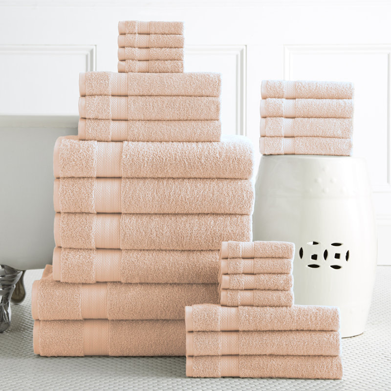 Ensemble de serviettes en coton à 100 % de 24 articles Aneysa, Perle rosée
