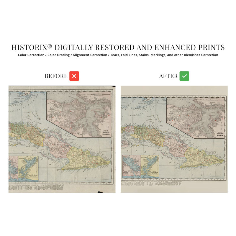 " 1904 Cuba Map Print ", 18" H x 24" W