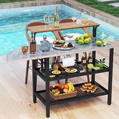  Table de bar avec table d'appoint pliable et rabattable pour le jardin