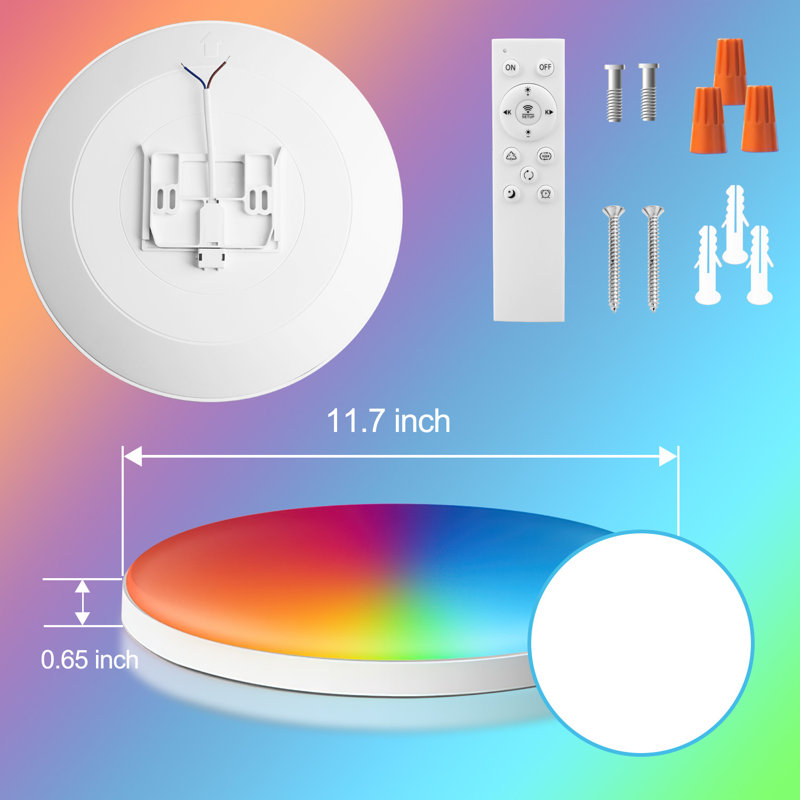 RGB Smart LED Ceiling Light 2700-6500K Dimmable 50W Colour Changing Flush Mount