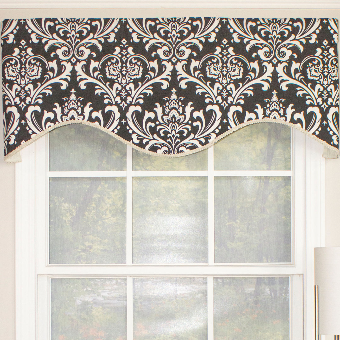 Damore Cotton Blend Damask Scalloped Window Valance Rosdorf Park