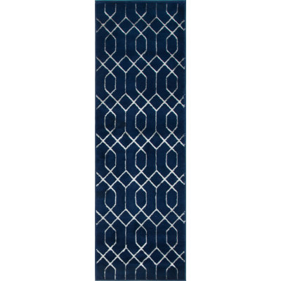 Glam Navy Blue Silver Area Rug