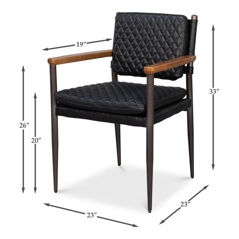 The Harley Leather Arm Chair, Onyx Black