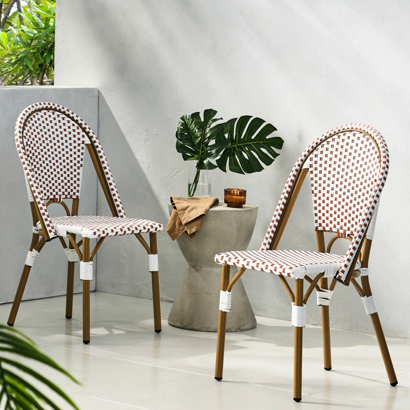 Chaise d'extérieur en aluminium rouge, blanc rouille, pour 2 personnes, et chaise en aluminium