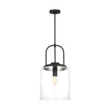 Anders 1 Light Kitchen Pendant In Midnight Black Finish With Clear Shade