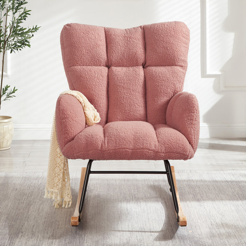 Chaise berçante rembourrée Teddy, Rose