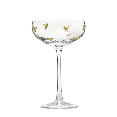 10 Strawberry Street Gold Bow Glassware, Coupe