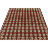 Distressed Handmade Kilim Cotton and Wool Geometric and Plaid Area Rug