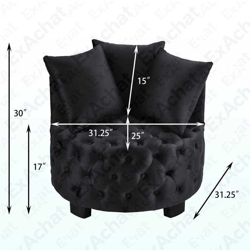 Fauteuil de loisir contemporain rembourré capitonné, noir, Noir