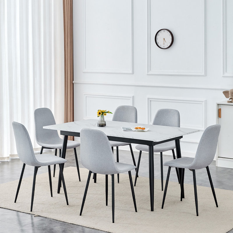 Ensemble de table de cuisine moderne de 59 à 75 po avec structure en métal robuste, parfait pour la cuisine à domicile, peu encombrant