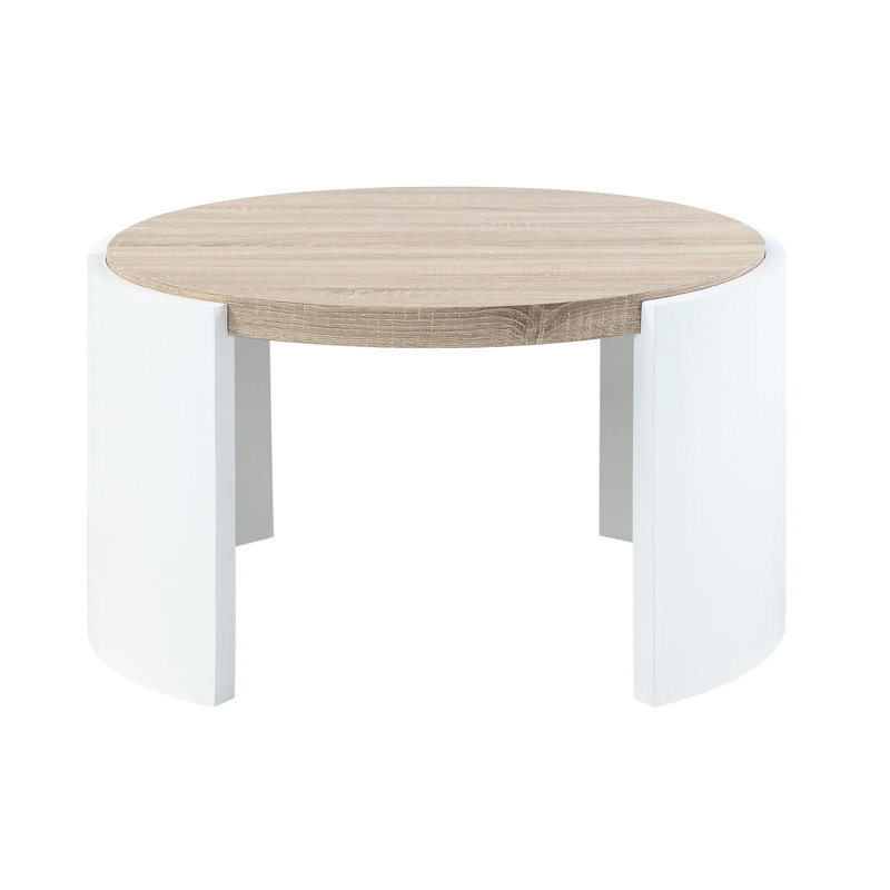 Coffee Table In Oak And White High Gloss, Adding A Chic Element To Rooms Round Gloss With Practical Design