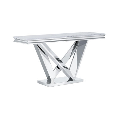 54.6" W Glam Sofa Table, Chrome