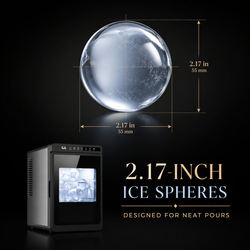 Electactic  Round Sphere Ice Cube Maker for Whiskey Bourbon, Countertop Portable Ice Machine with Self-Clean