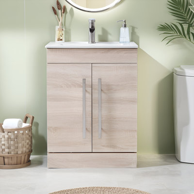 Meuble-lavabo simple 24 po avec plateau en céramique Simote