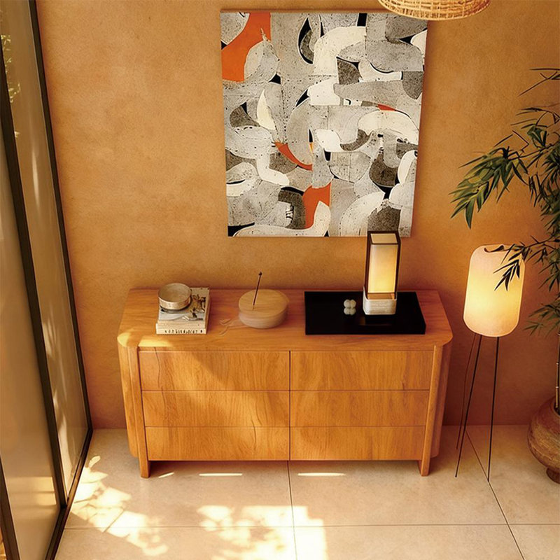 Armoire d'entrée en bois massif de style chinois, H 35,40 po x l 63 po x P 15 po