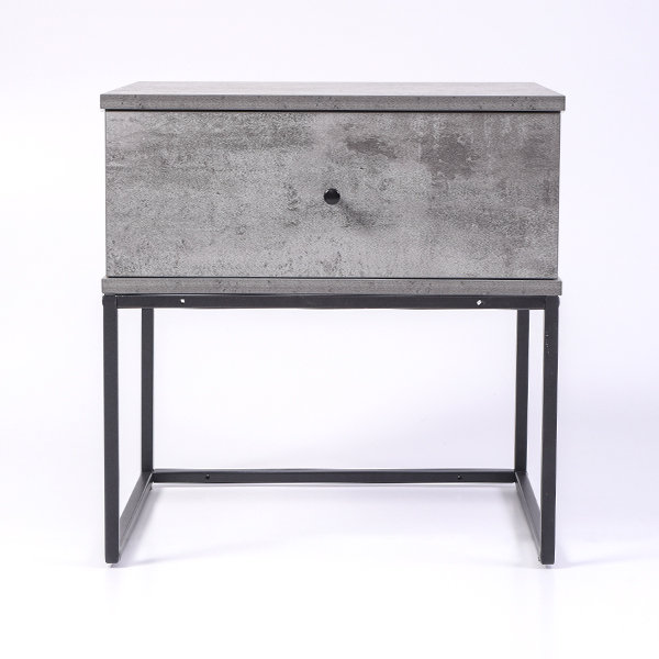 muir 50.2 cm W Bedside Table, Black/Iron Slate