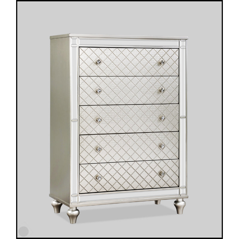 Commode de chambre à 5 tiroirs Glam