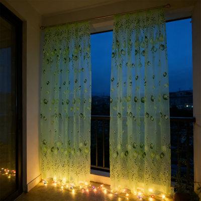 Ensemble de 2 rideaux transparents 2 pièces, couvre-fenêtre semi-transparent Tulip, panneaux transparents légers et aérés pour porte de patio de chambre à coucher, vert * paquet de 2