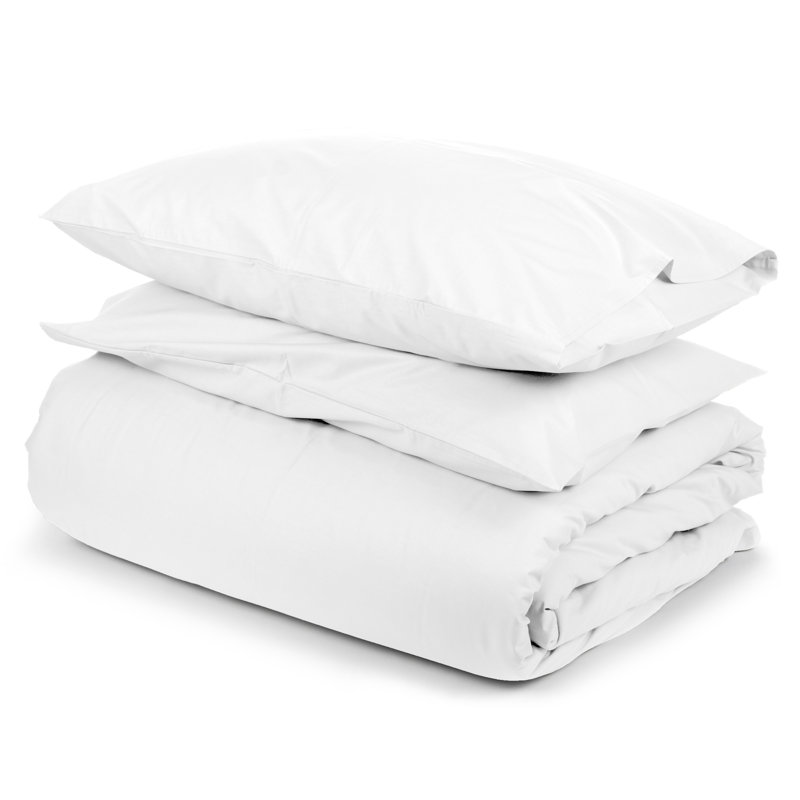 Henington Cotton Solid Colour Duvet Cover with Pillowcases, White, Single Duvet Cover - 1 Standard Pillowcase