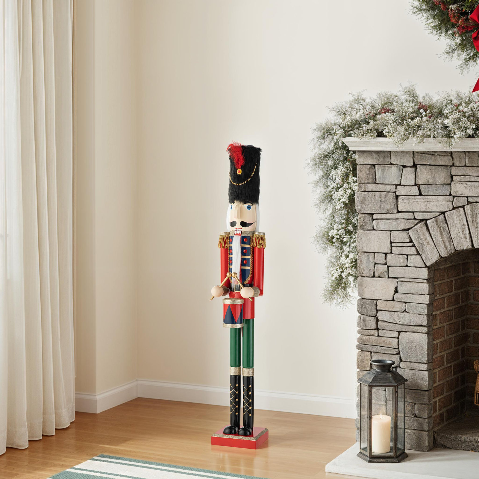 Wooden Soldier Nutcracker Figurine, 42" H x 7.5" W x 6.75" D