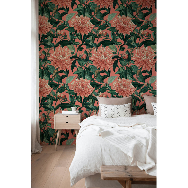 Papier peint floral corail chorale moderne moderne
