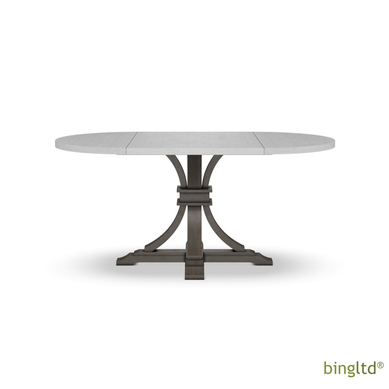 Ladislav Extendable Round Dining Table, Chalk/Nickel