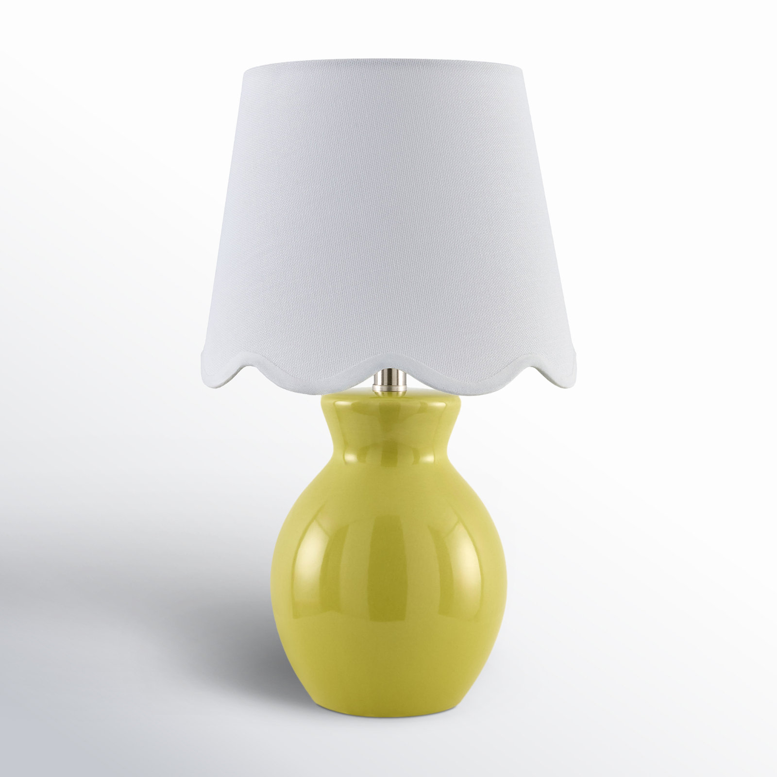 Momsen Ceramic Bedside Lamp, 15" H x 8" W x 8" D, White Twill, Chartreuse
