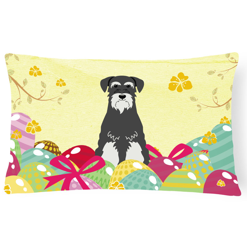 Coussin lombaire schnauzer standard de pâques œufs, Noir / blanc