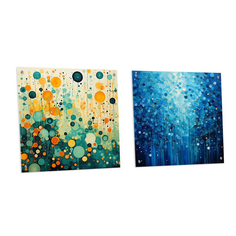 Magenta - Ensemble de 2 peintures murales abstraites en acrylique, H 36 po x l 73 po
