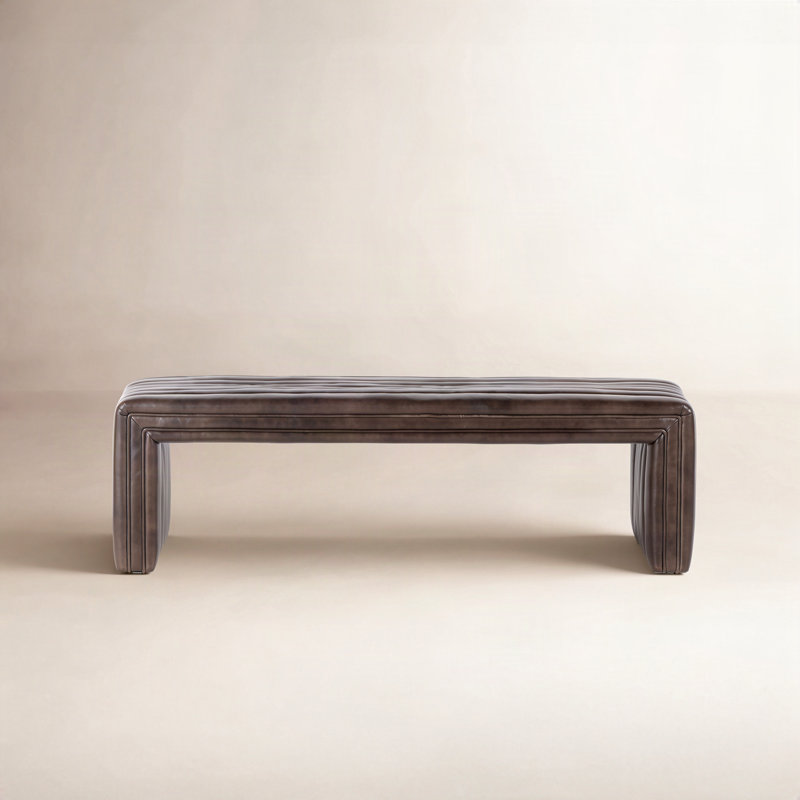 Brandt 61" Upholstered Bench, Deacon Wolf Genuine Leather