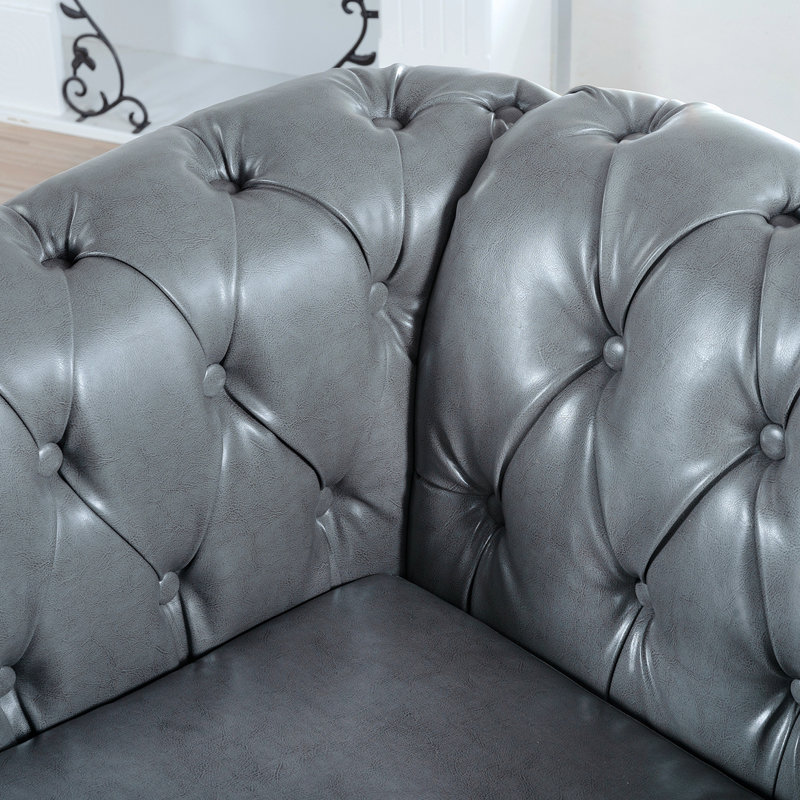 Byrom 32'' Faux Leather Sofa, Gray PU, 28.35" H x 38.98" L x 32.09" D