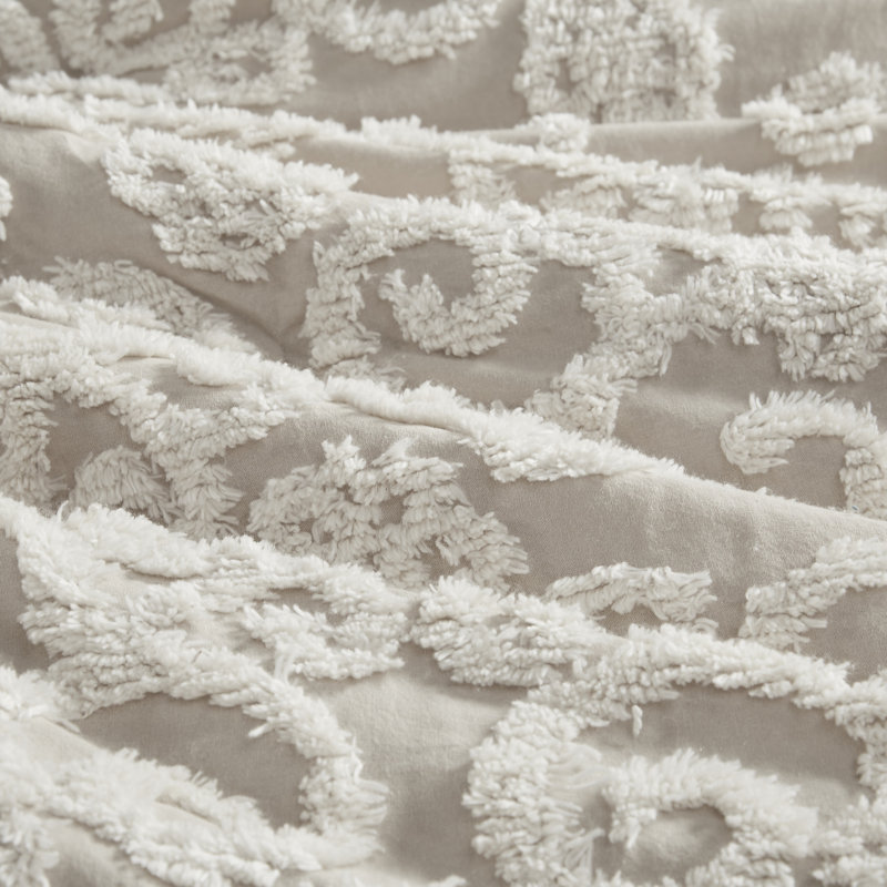 Suzanna Taupe Cotton Embroidered King Duvet Set