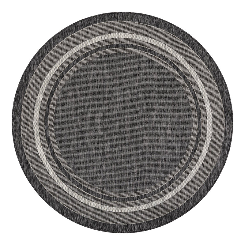 Tapis intérieur / extérieur Sevinc, Rond 6 pi 1 po, Black