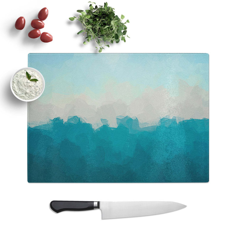 Tempered Glass Sky on Top of the Ocean Chopping Board, 39 cm W x 28.5 cm L