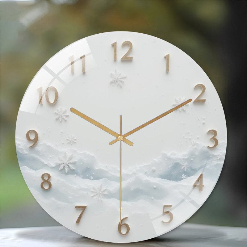 Horloge murale en verre 12 po Snowflake