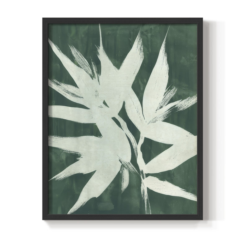 «Water Palm Fossil III», reproduction encadrée - bois massif, H 11 po x l 9 po, Noir, noir, noir, noir