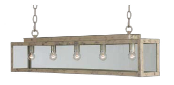 Taplin 5 - Light Kitchen Island Pendant, Cream & Silver Metal and Clear Glass