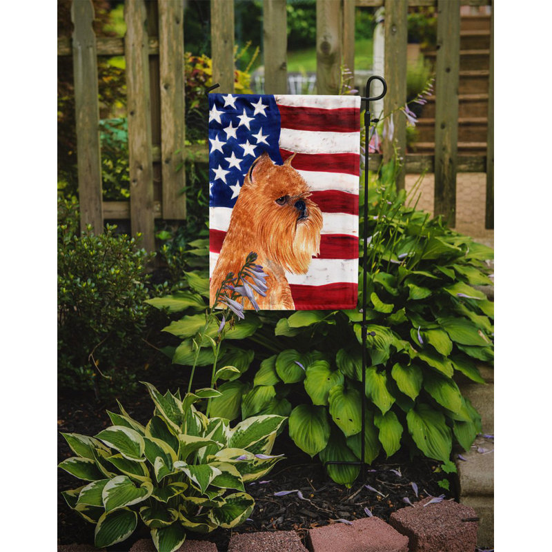 2 côtés en polyester de 2 côtés american drapeau de jardin, Griffon bruxellois beige
