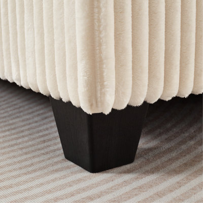 Accoudoir carré en velours côtelé à dossier réglable pour la vie. Blanc, mousse et ressort. 48,5 de largeur, 61 de profondeur, 37 de hauteur, 138 lb Flexibilité modulaire, travail et détente, confort, ajustement en douceur, bois massif et