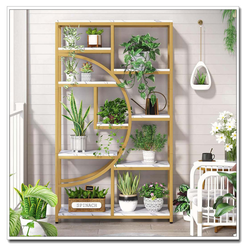 Étagère d'angle à 5 niveaux avec 9 tablettes de rangement ouvertes pour le salon, la chambre à coucher