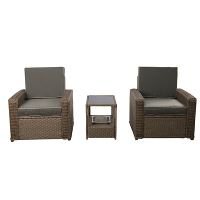 Leonarda Rattan Wicker 2 - Person Seating Group with Cushions